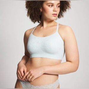 Soma Enbliss Lace Adjustable Bralette Blue Nude Large NWT Soma Bra